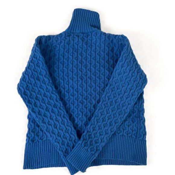 STYLEWE Blue‎ Full Zip Cable Knit Mock Neck Sweater Womens Size Large - Picture 3 of 5